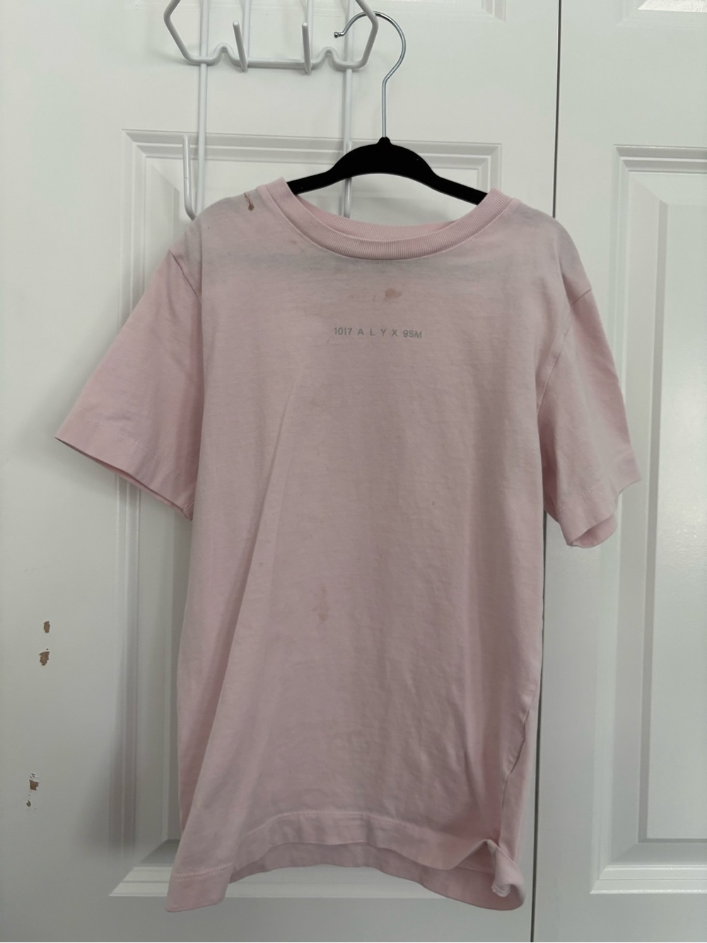 1017 ALYX 9SM Light Pink Crew Neck Tee with Branded Neck Tag